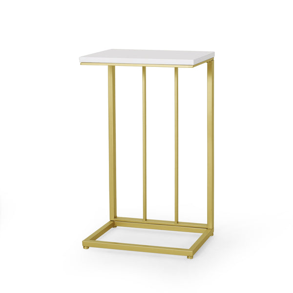 Gdf Studio Baywinds Modern Glam C Side Table Set Of 2 White And Champagne Gold