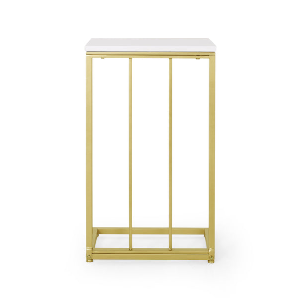 Gdf Studio Baywinds Modern Glam C Side Table Set Of 2 White And Champagne Gold