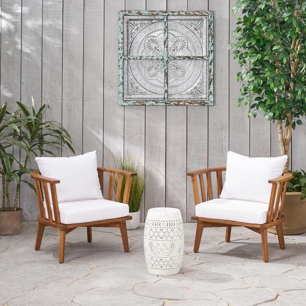 Gdf Studio Bblythe Outdoor Acacia Wood 2 Seater Club Chairs And Side Table Set