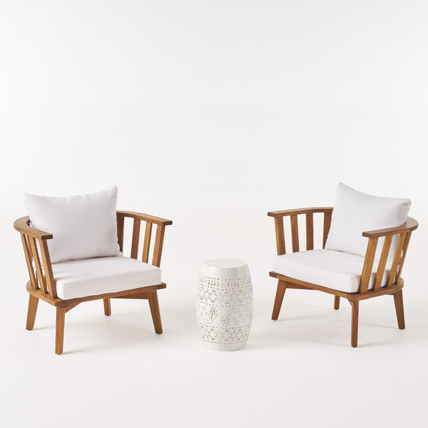 gdf studio Bblythe Outdoor Acacia Wood 2 Seater Club Chairs and Side Table Set