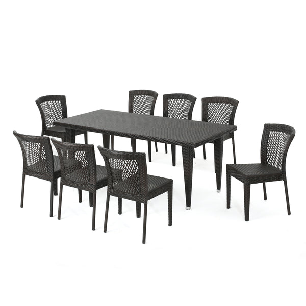 gdf studio Beach Lane Outdoor 9 Piece Multi-brown Wicker Dining Set