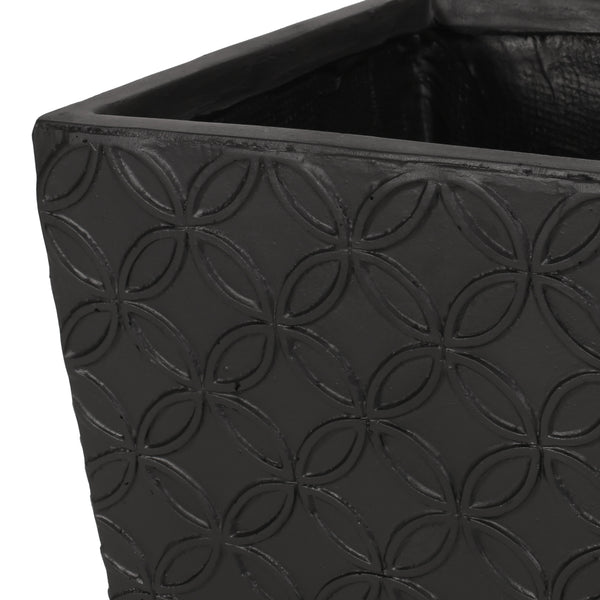 Gdf Studio Beadles Outdoor Large And Medium Cast Stone Planters Set Of 2 Matte Black