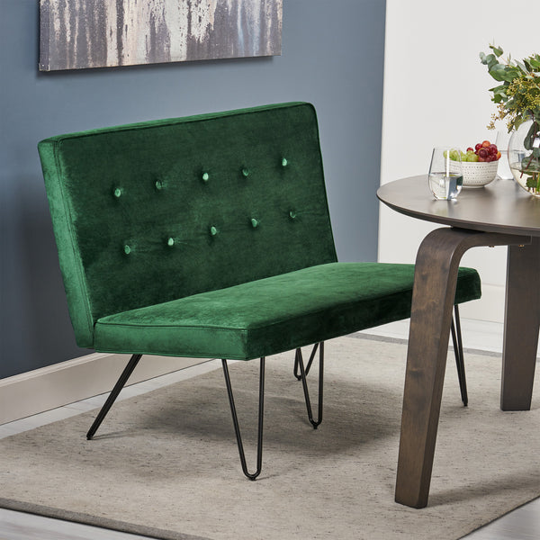 Gdf Studio Beatrice Modern Tufted Velvet Dining Bench Settee With Hairpin Legs