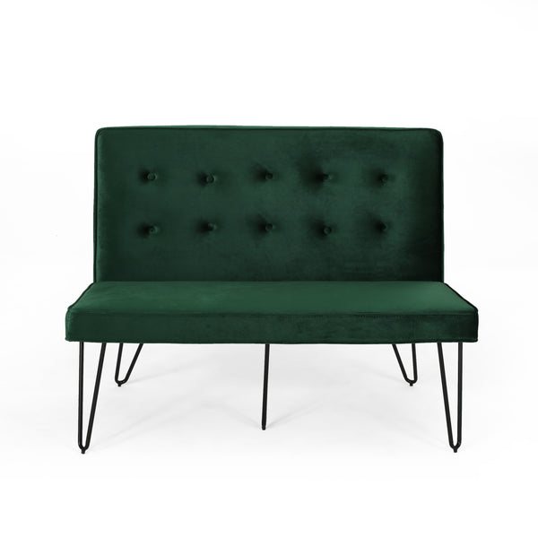 Gdf Studio Beatrice Modern Tufted Velvet Dining Bench Settee With Hairpin Legs