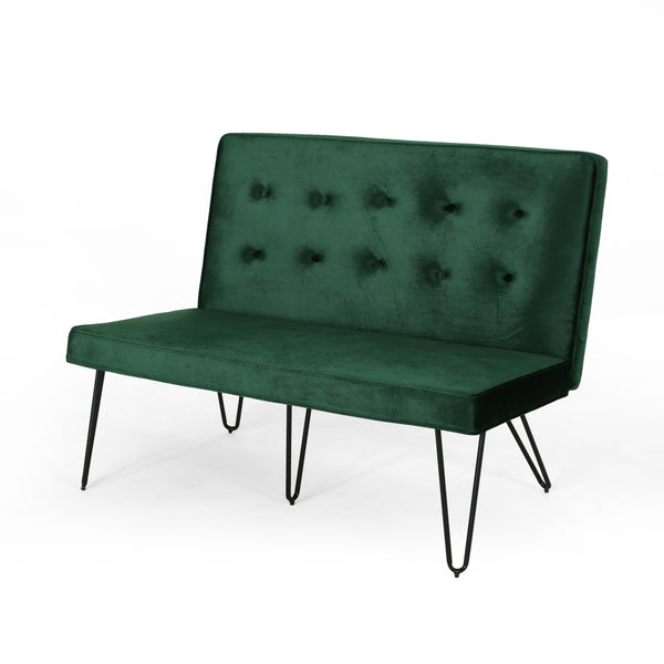 gdf studio Beatrice Modern Tufted Velvet Dining Bench Settee with Hairpin Legs