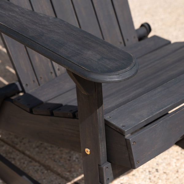Gdf Studio Belfast Outdoor Acacia Wood 5 Piece Adirondack Rocking Chair And Fire Pit Set
