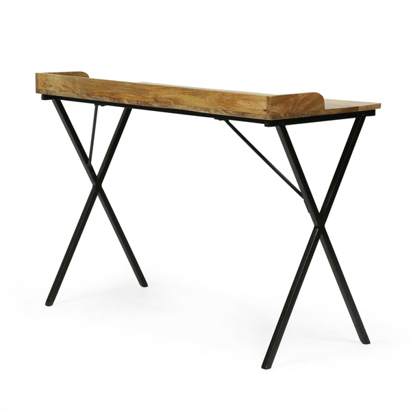 Gdf Studio Bellbrook Modern Industrial Handmade Mango Wood Tray Top Console Table Natural And Black