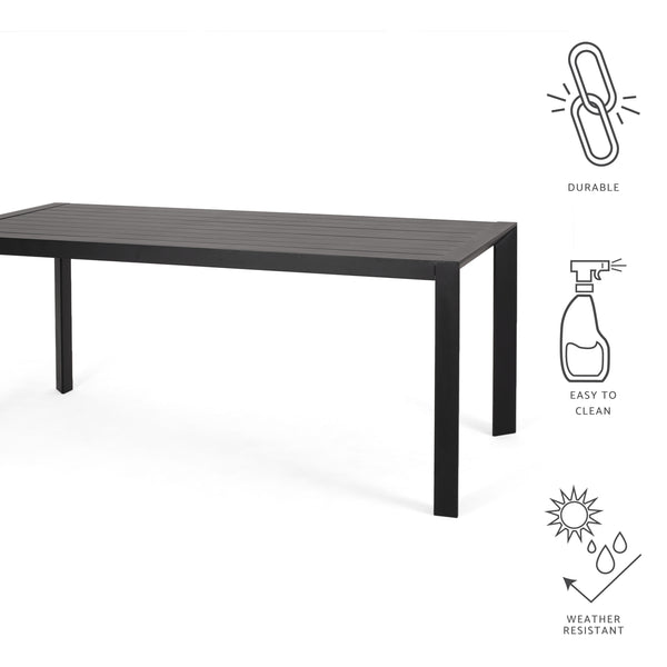 Gdf Studio Bellomy Outdoor Aluminum Dining Table Black