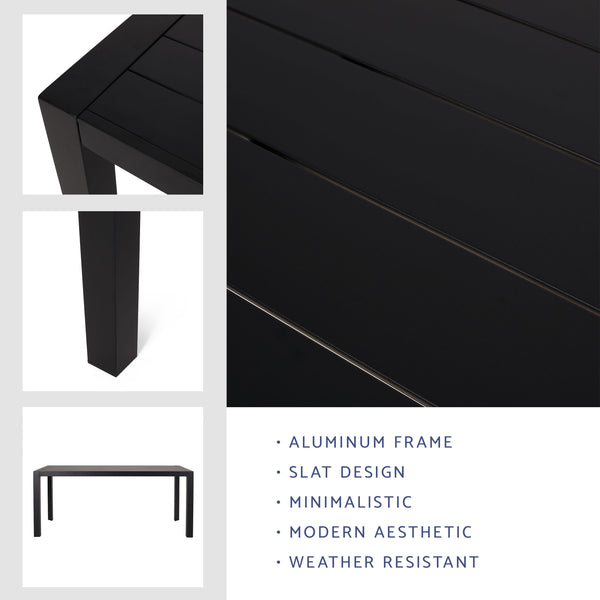 Gdf Studio Bellomy Outdoor Aluminum Dining Table Black