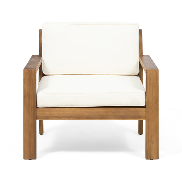 Gdf Studio Ben Outdoor Acacia Wood Club Chairs With Cushions (Set Of 2) Teak