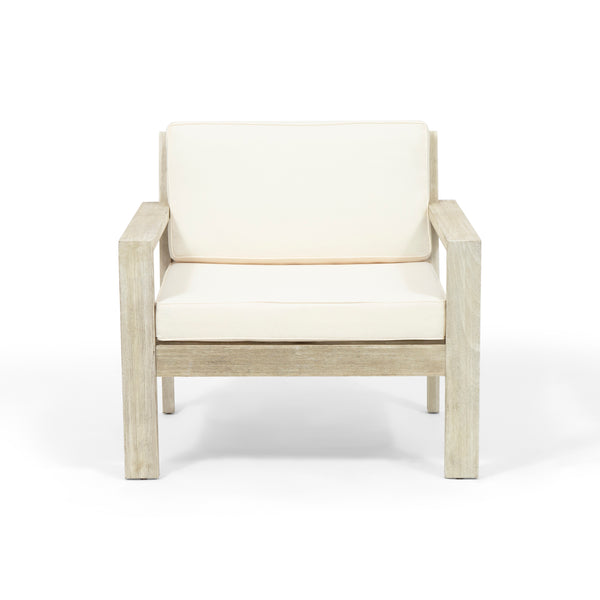 Gdf Studio Ben Outdoor Acacia Wood Club Chairs With Cushions (Set Of 2)