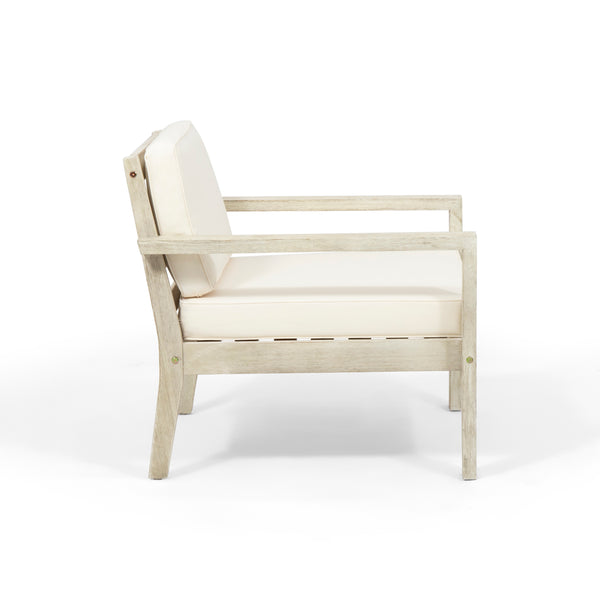 Gdf Studio Ben Outdoor Acacia Wood Club Chairs With Cushions (Set Of 2)