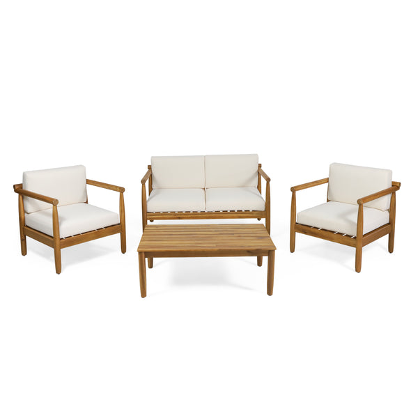 gdf studio Benewah Outdoor Acacia Wood 4 Seater Chat Set