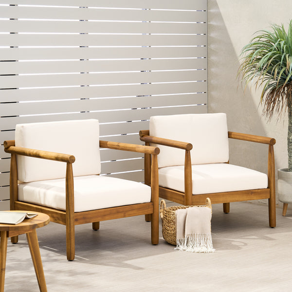 Gdf Studio Benewah Outdoor Acacia Wood Club Chair (Set Of 2)