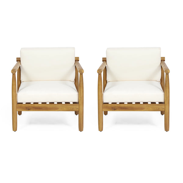 gdf studio Benewah Outdoor Acacia Wood Club Chair (Set of 2)