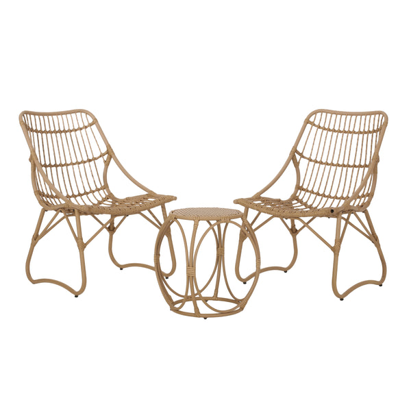 Gdf Studio Benfield Outdoor Wicker 3 Piece Chat Set