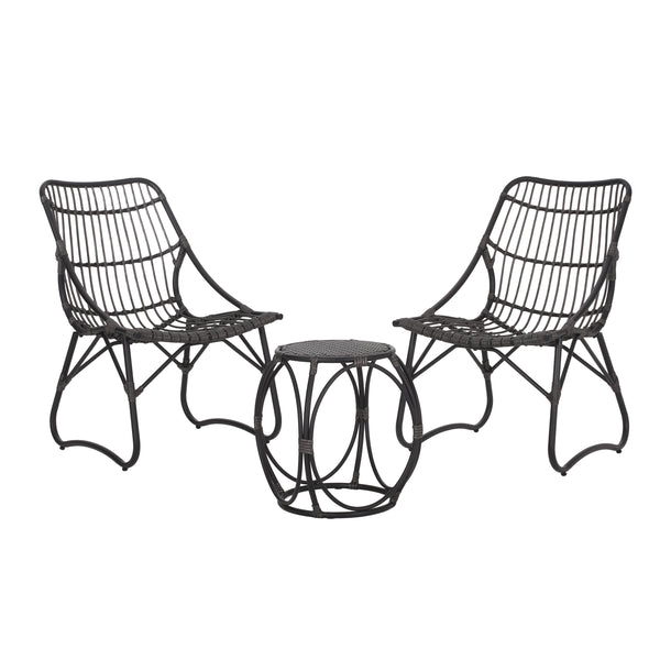gdf studio Benfield Outdoor Wicker 3 Piece Chat Set