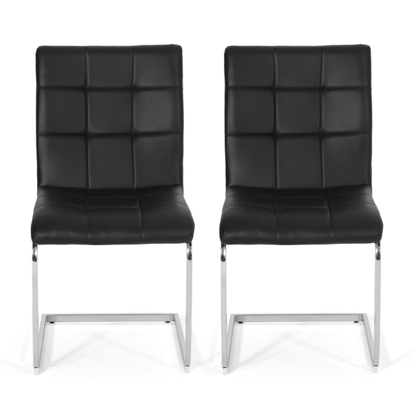 Gdf Studio Benner Modern Upholstered Waffle Stitch Dining Chairs Set Of 2