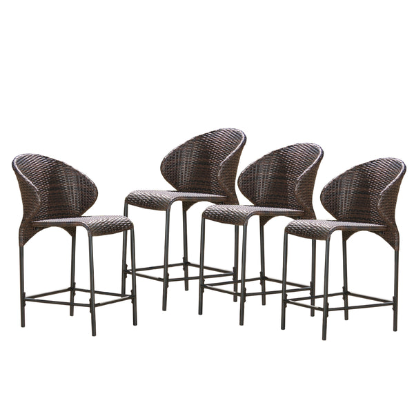 gdf studio Bennett Multi-brown Wicker Counter Stool (Set of 4)