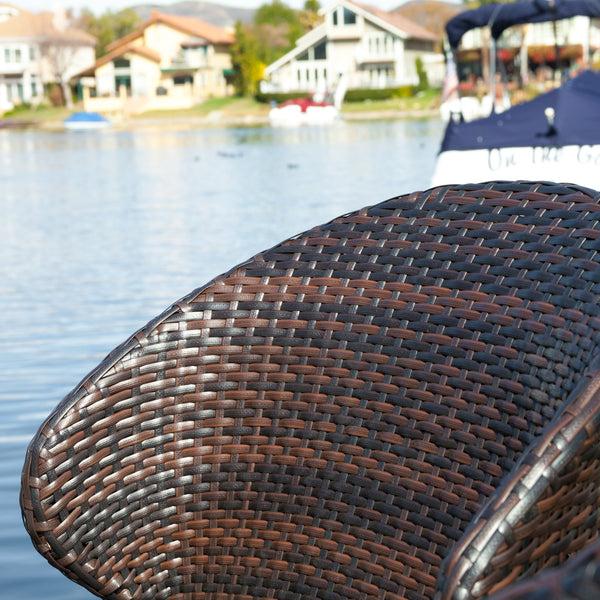 Gdf Studio Bennett Outdoor 5-Piece Multi-Brown Wicker Bistro Bar Set With Ice Bucket