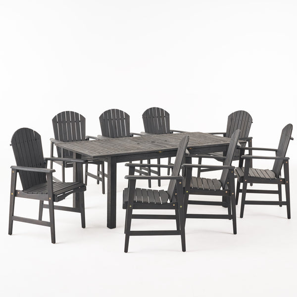 gdf studio Bentlee Outdoor 8 Seater Acacia Wood Adirondack Dining Set