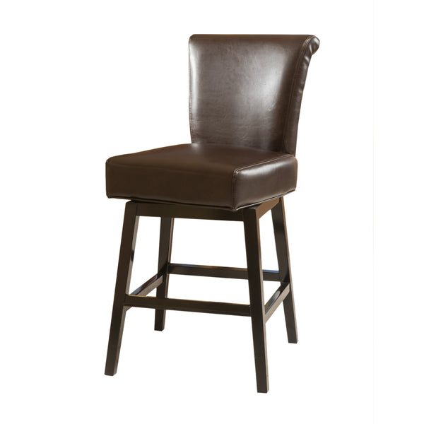 gdf studio Bergen Dark Brown Leather Swivel Counter Stool