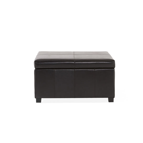 gdf studio Berkeley Espresso Leather Storage Ottoman Coffee Table
