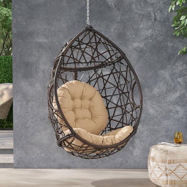 Gdf Studio Berkley Indoor/Outdoor Wicker Hanging Egg / Teardrop Chair (Stand Not Included)