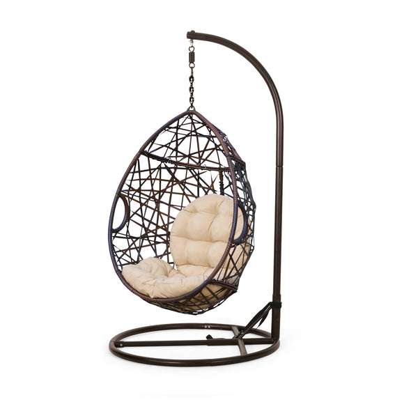 gdf studio Berkley Outdoor Wicker Hanging Teardrop / Egg Chair