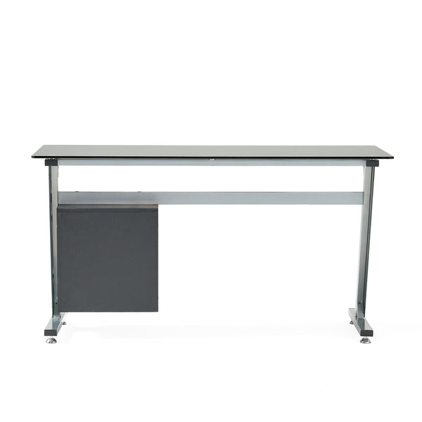 Gdf Studio Berlin Modern Tempered Glass Computer Desk With Storage
