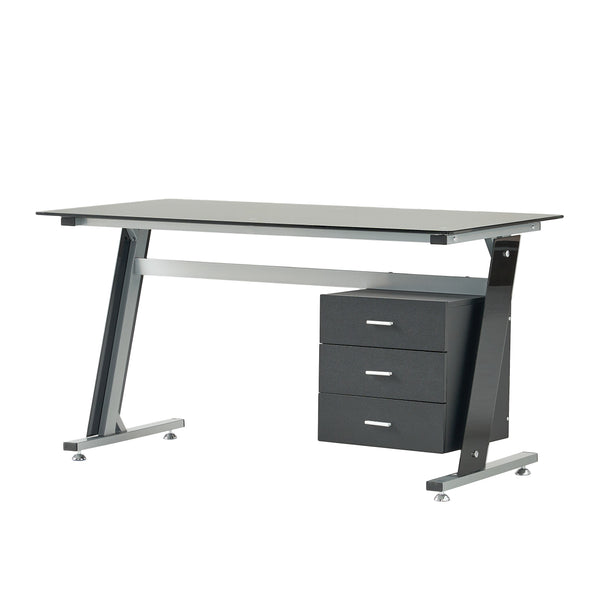 gdf studio Berlin Modern Tempered Glass Computer Desk with Storage