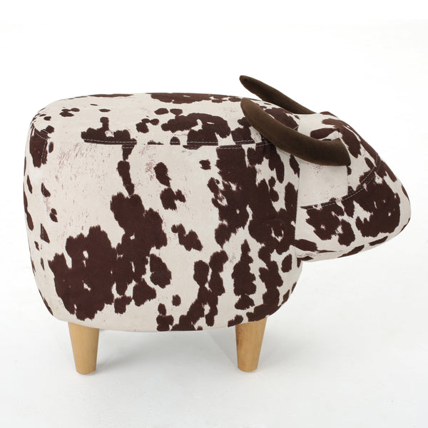 Gdf Studio Bertha Milk Cow Patterned Velvet Ottoman