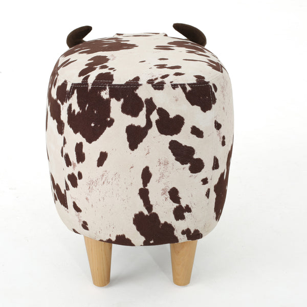 Gdf Studio Bertha Milk Cow Patterned Velvet Ottoman