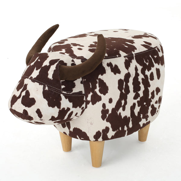 gdf studio Bertha Milk Cow Patterned Velvet Ottoman
