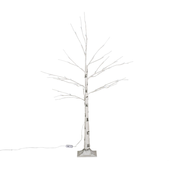 Gdf Studio Berwick 4-Foot Pre-Lit 48 White LED Artificial Twig Birch Tree White