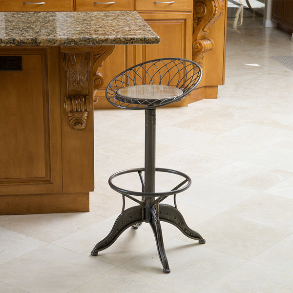 Gdf Studio Bethpage Industrial Firwood Adjustable Height Bar Stool Gray Brass And Natural