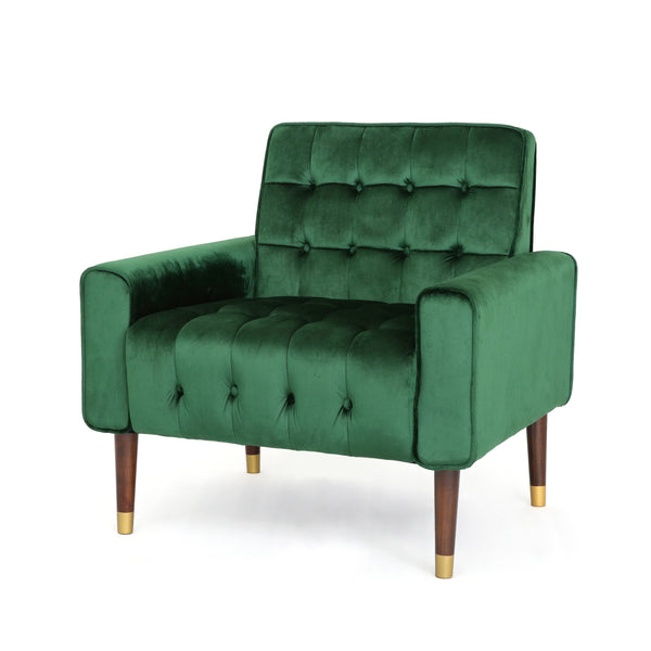 Gdf Studio Betsy Velvet Armchair Modern Glam Button-Tufted Waffle Stitching