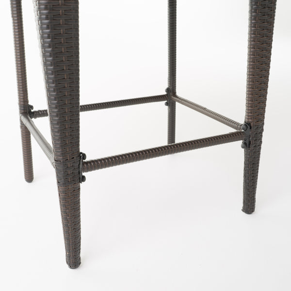 Gdf Studio Bheleso 28-Inch Contemporary Outdoor Multibrown Wicker Barstool (Set Of 4)