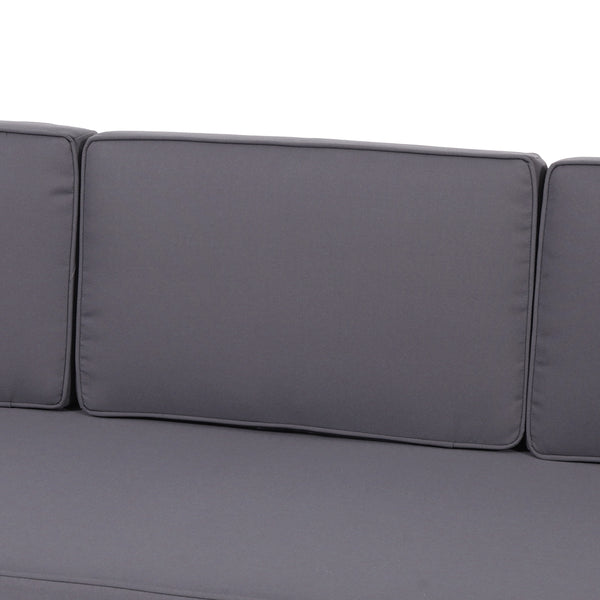 Gdf Studio Bianca Mid-Century Modern Acacia Wood 3 Seater Sofa Chat Set With Ottoman Teak And Dark Gray