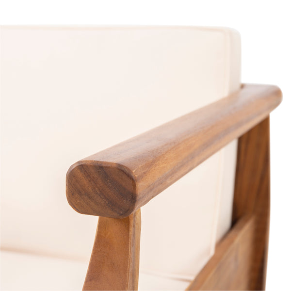Gdf Studio Bianca Outdoor Acacia Wood Club Chairs With Cushions