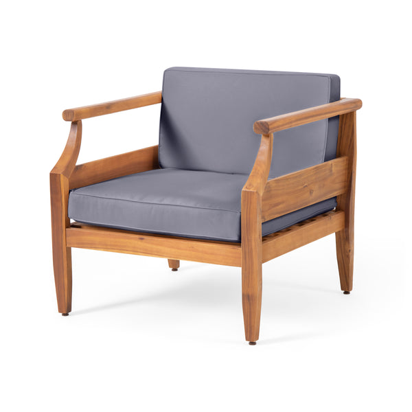 gdf studio Bianca Outdoor Acacia Wood Club Chairs with Cushions