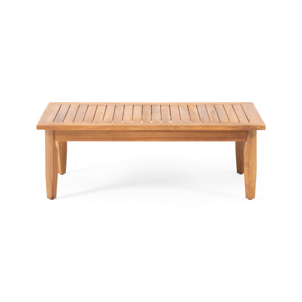 Gdf Studio Bianca Outdoor Mid-Century Modern Acacia Wood 4 Seater Chat Set With Cushions