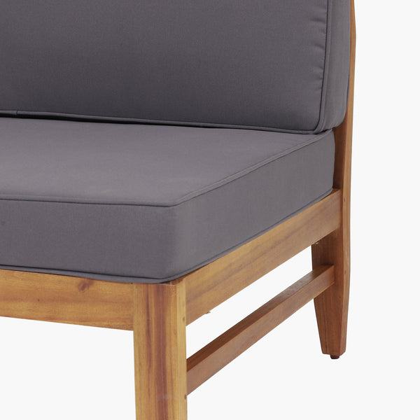 Gdf Studio Bianca Outdoor Mid-Century Modern Acacia Wood 5 Seater Sectional Chat Set With Cushions Teak And Dark Gray