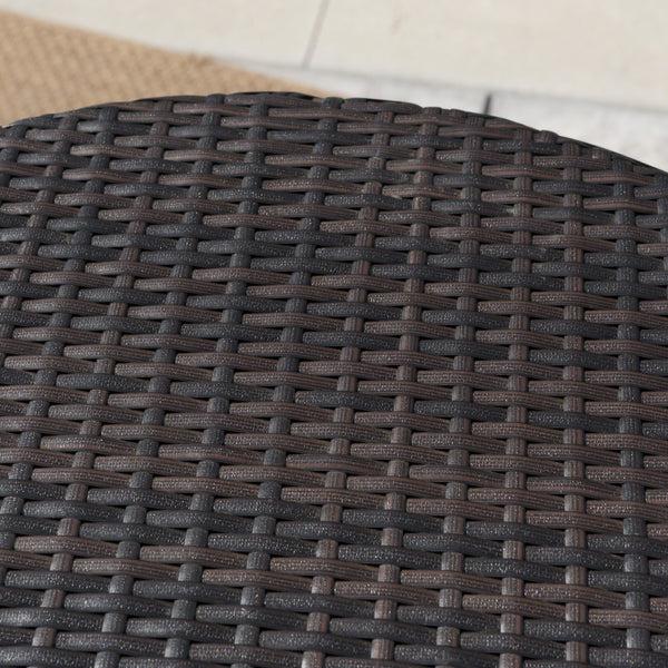 Gdf Studio Big Rock Outdoor 3 Piece Multi-brown Wicker Round Bar Set