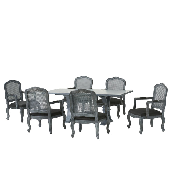 Gdf Studio Biorn French Country Wood And Cane 7-Piece Expandable Dining Set