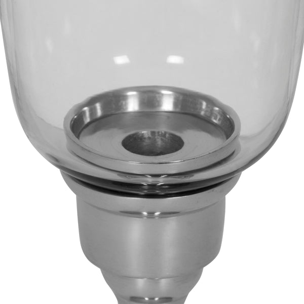 Gdf Studio Bissell Handmade Aluminum Hurricane Candle Holder Silver