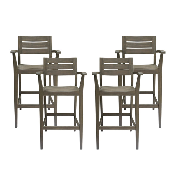 gdf studio Blair Outdoor Rustic Acacia Wood Barstool (Set of 4)