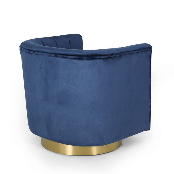 Gdf Studio Blairmont Modern Glam Channel Stitch Velvet Swivel Club Chair
