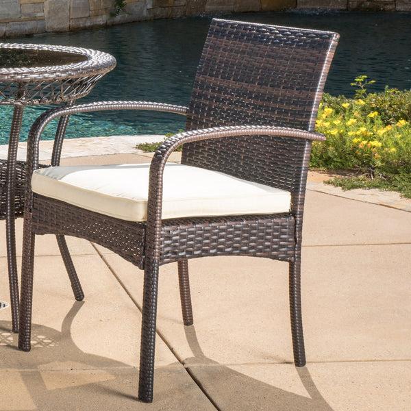 Gdf Studio Blake Outdoor 5-piece Wicker Dining Set With Cushions