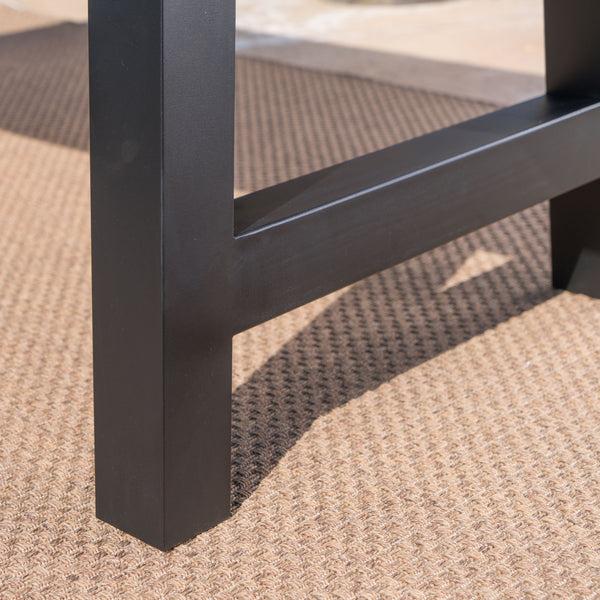 Gdf Studio Blease Outdoor 7 Piece Stacking Gray Wicker And Concrete Dining Set